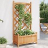 vidaXL Solid Fir Wood Planter with Trellis - Brown Flower