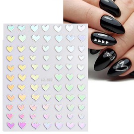 10 Sheets Aurora Nail Art Stickers 3D Pegatinas Uñas Holographic Laser Heart Star Moon Flame Nail Decals Self Adhesive Nail Stickers Nail Supplies DIY Nail Design Nail Art Decoration
