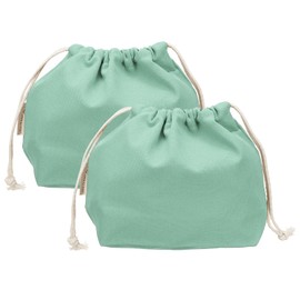 uxcell 2 Pcs Drawstring Makeup Bag, 7.3" Canvas Cosmetic Bag Women's Make Up Bags Toiletry Organizer Pouch for Travel Toiletries Accessories, Light Green
