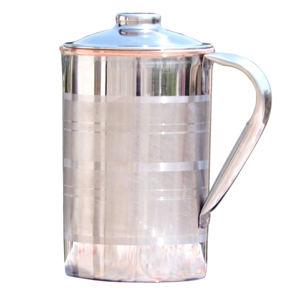HealthGoodsIn - Stainless Steel and Copper Pitcher with Lid |