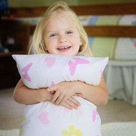 JISEN Toddler Pillowcases for Girls 33x46cm 30x40cm 35x48cm Butterfly Baby Pillow Case 2 Pack Small Pillow Covers for Travel Pillow Purple White