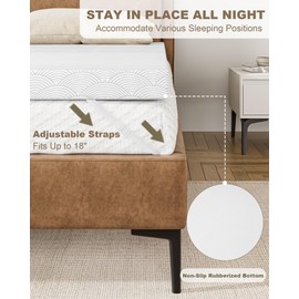 Zenzy 4" Twin Extra Long Memory Foam Mattress Topper, [Removable] [Washable] Cover and [Adjustable] Straps, CertiPUR-US Certified Mattress Topper Twin XL for College Dorm- Dark Gray