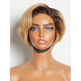 LUVME Ombre Blonde 4x4 Bob Wig Human Hair Glueless Wigs Human Hair Pre Plucked Pre Cut 6 inch Lace Front Glueless Wigs Human Hair 180% Density Short Bob Wigs for Women