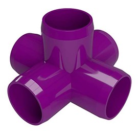 FORMUFIT F0015WC-PU-4 5-Way Cross PVC Fitting, Furniture Grade, 1" Size, Purple (Pack of 4)