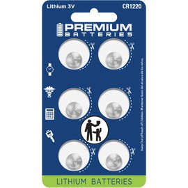 Premium CR1220 Battery Lithium 3V Coin Cell - Japanese Engineered High Capacity Batteries (6 Pack)