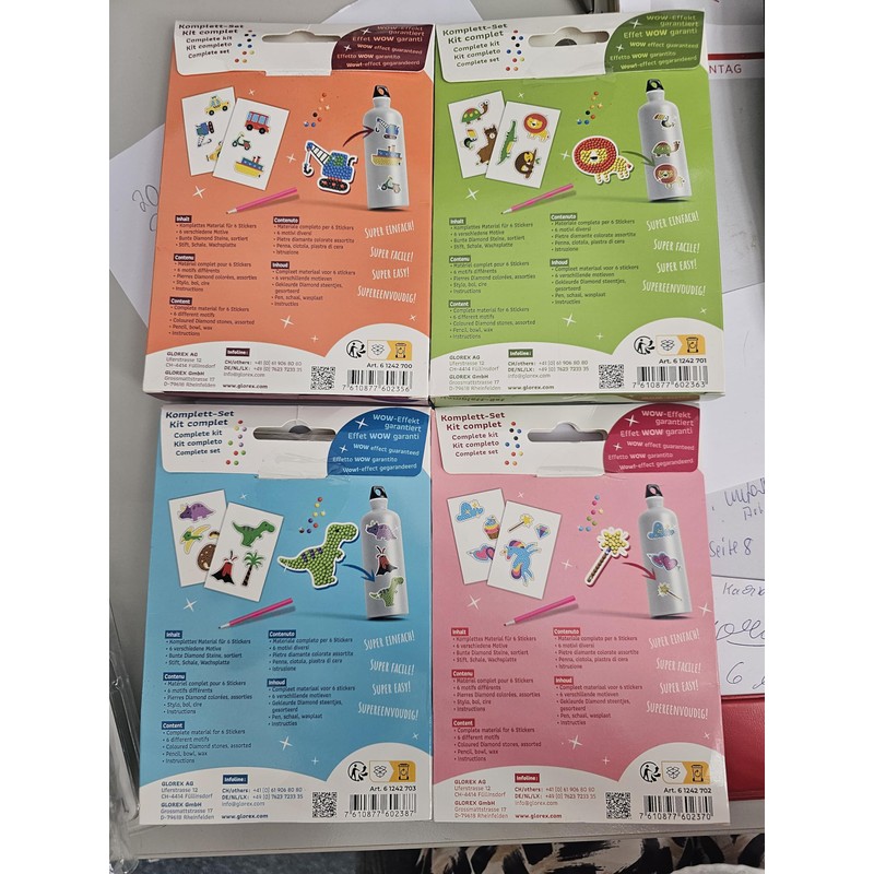 GLOREX Diamond Painting Stickers 4 Sets mit 24 Motiven