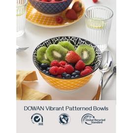 DOWAN Ceramic Salad Bowl, 32 oz Deep Soup Cereal Bowls for kitchen, Large Bouillon Cups Snack Bowls, Decorative Serving Bowls Set for Salad, Pasta, Ramen, Pho and Noodle, Home Decor Gift, Set of 6