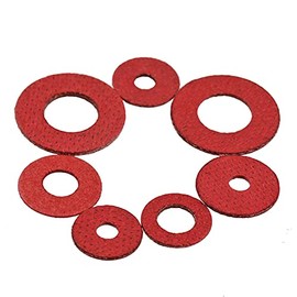 Liovns Mdingbao-Flat Washers M2 M2.5 M3 M4 M5 M6 M8 Steel Flat Pad Insulation Washers Red Steel Paper Meson Gasket Spacer Insulating Spacers, 200Pcs, Corrosion and Durable