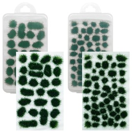 Woohome 78 PCS Static Grass Tuft 2 Size Model Grass Tufts Railway Artificial Grass Dark Green Miniature Grass Tuft Terrain Kit for DIY Model Railway Fairy Garden Diorama Scenery