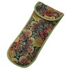 Heat-resistant Flat Iron Cover- Navy with Floral Pattern and Green