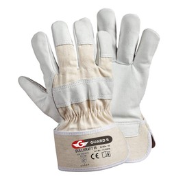 GUARD 5 - Leather Work Gloves 3 Pairs Size 9 - Cowhide Full Leather Gloves - High-Quality, Robust Construction and Gardening Gloves