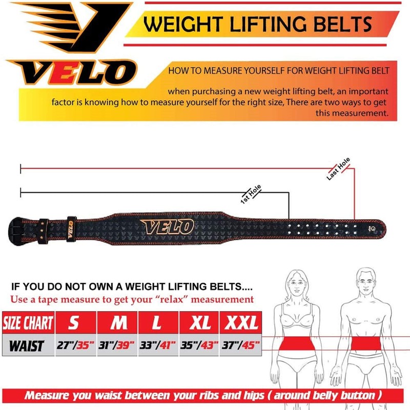 VELO Power Weight Lifting Buffalo Hide 4" Leather Belt Gym