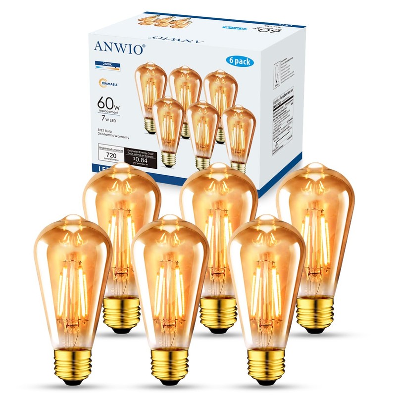 ANWIO Vintage Edison Light Bulb ST21 LED Filament Bulb 7W(60