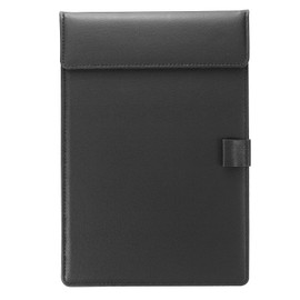 PATIKIL 10.4"x7.1" A4 PU Leather Clipboard, Black Business Padfolio Organizer Binder Resume Legal Document Folder Holder Writing Pad for Office