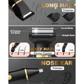 Beard Trimmer for Men,Manscape 3-in-1 Electric Razor Groin Groomer,IPX7 Waterproof Wet/Dry,Versatile Body Hair Trimmer for Ball/Beard/Nose,USB Rechargeable & Nose/Shaves Head,Christmas Gifts for Men