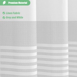 Dynamene Grey Fabric Shower Curtain, Farmhouse Boho Striped Tassel Shower Curtains for Bathroom, Bohemian Linen Textured Cloth Shower Curtain Set with Hooks, Water Repellent, Wrinkle Free, 72x72