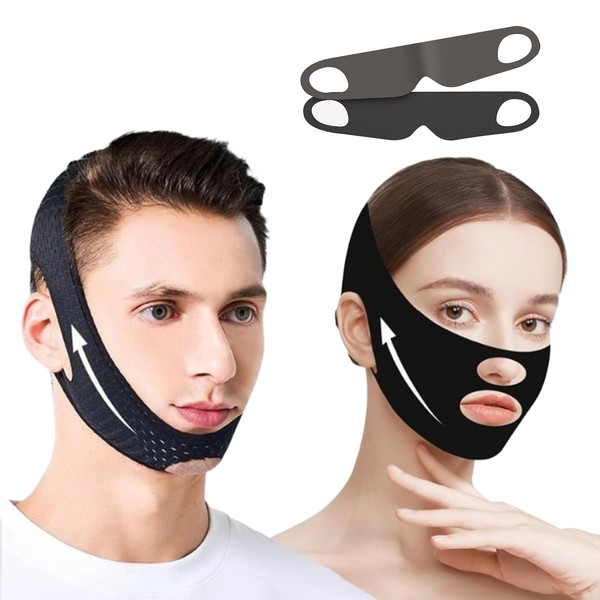 DOOCECIY 2 Pcs Chin Strap for Sleeping, Adjustable Anti Snoring