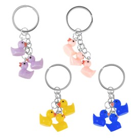 4 Pieces Duck Keychain, Cute Animal Keychain, Mini Resin Keychain, Simple Cartoon Keychain