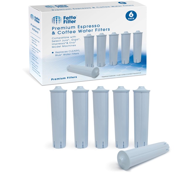 Fette Filter - Water Filter Compatible with Jura Clearyl Blue. Compare to Part # 71445 or 67879 - Pack of 6