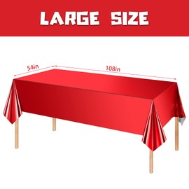 MORAINJAY Pack of 3 Red Foil Plastic Tablecloths, 137 x 274 cm Rectangular Birthday Tablecloth for Party, Celebration and Festive Occasions, Table Decoration, Party Decoration