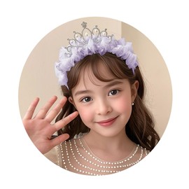 Priness Hairband Crown Headband for Girls Rhinestone Birthday Party Hair Accessories Fairy Hair Decora for Kids, Purple