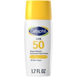 Cetaphil Sheer 100 Mineral Liquid Sunscreen for Face With Zinc Oxide Broad Spectrum SPF 50 Formulated for Sensitive Skin, Unscented, 1.7 Fl Oz        