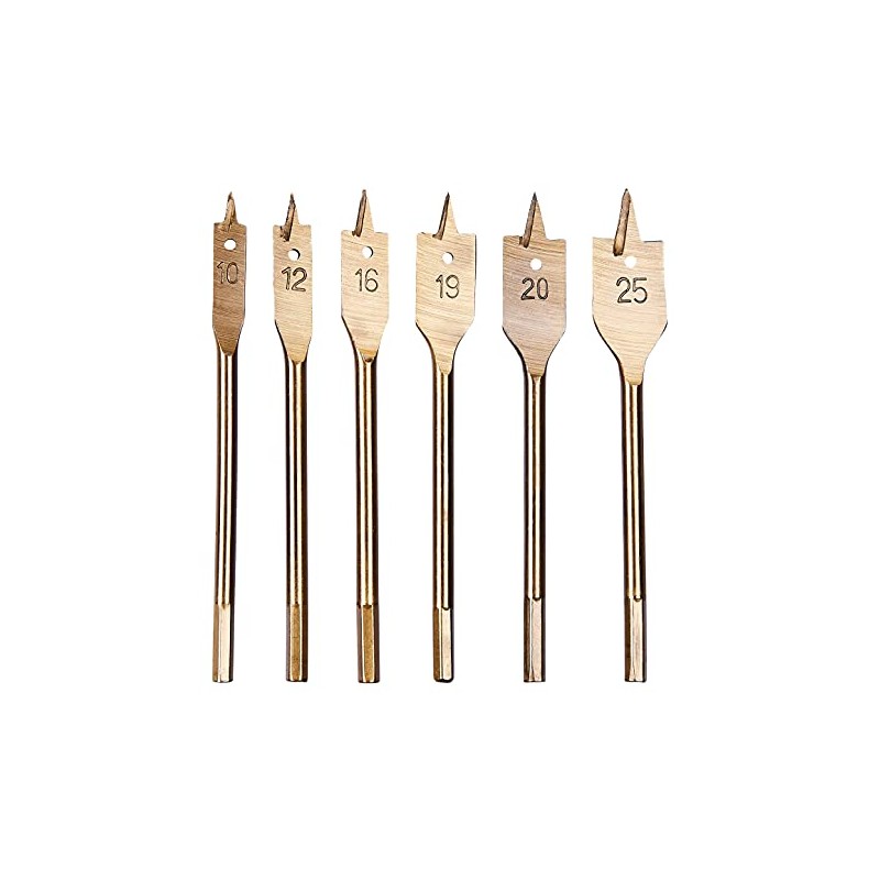 Amtech F1425 6 Piece Titanium Flat Wood bit Set