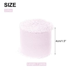 sourcing map Chiffon Ribbon, 1.5" x7 Yard Silk Ribbon Pink Tulle Satin Fabric Ribbon for Gift Wrapping Invitations Bridal Bouquets,Pack of 3
