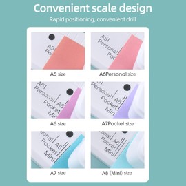 ZPZGOG Loose leaf hole punch 4mm diameter 3hole/6hole paper puncher, Adjustable hole punch, fit A8 Mini/A7/A7 Pocket/A6/A6 Personal/A5, for DIY daily planner Vocabulary book making office supplies