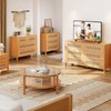 DWVO Natural Rattan 6 Drawer Dressers - Oak Wooden Dresser