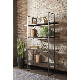 Signature Design by Ashley - Gilesgrove Bookcase - Industrial Design - 4 Shelves - Black/Gray