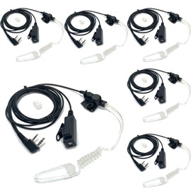 SAMCOM Surveillance Radio Earpiece with Mic for Two Way Radios, 2-Wire Air Tube Headset with Mic for Walkie Talkies, 2 Pin Hands-Free Earpieces Compatible with FPCN10A FPCN30A Radios, 6 Pcs