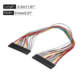 MECCANIXITY Female to Female 20Pin Breadboard Jumper Wire 2.54mm Pitch Single Row Ribbon Cable 30cm Long Breadboard Ribbon Cables for Breadboard Electronic Projects Pack of 2,Multicolored