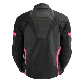 Milwaukee Leather MPL2794 Women's Black and Pink Mesh Racer Jacket with Gun Pockets - X-Small