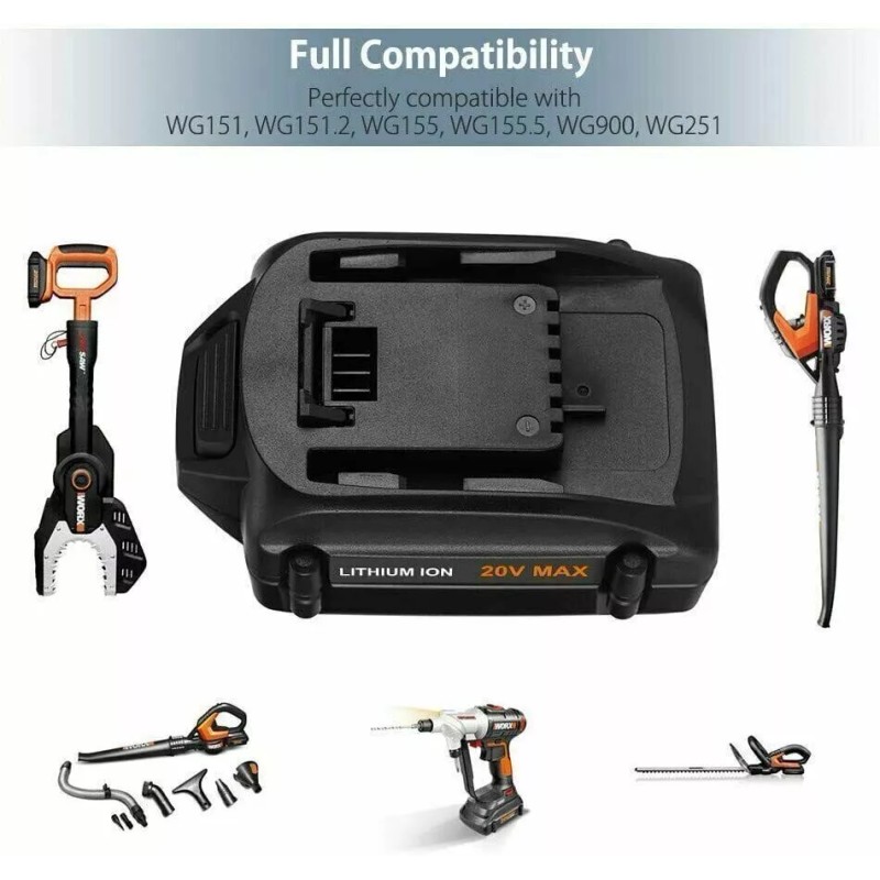 For WORX 2pack For WORX 20V MAX Extend Lithium Battery