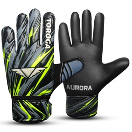 GRIPKNOX Goalkeeper Gloves – Strong Grip Soccer Gloves with Double Waist Protection & Anti-Slip Latex Palm – Comfortable for Kids, Youth and Adults for Football Training & Match Play (Black, 6)