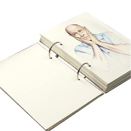 Retro Spiral Sketchbook Linen Hardcover 120 Pages 160GSM Thick Refillable Loose Leaf Notebook for Art Drawing Stationery School Supplies, Medium