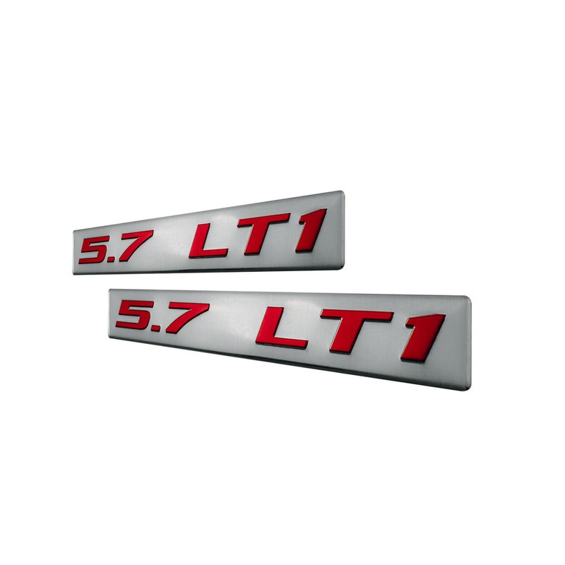 ERPART 5.7 LT1 RED on Silver Highly Polished Real Aluminum