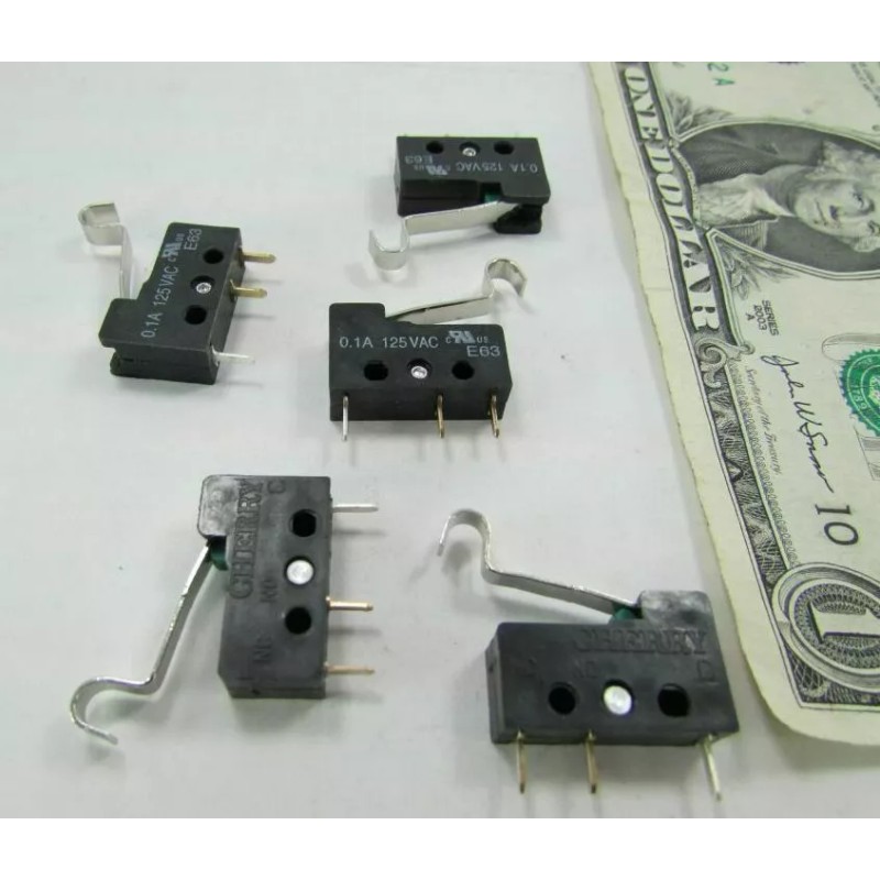 Cherry Lot 5 Cherry E63-04RP Miniature MicroSwitches, Normally Open &