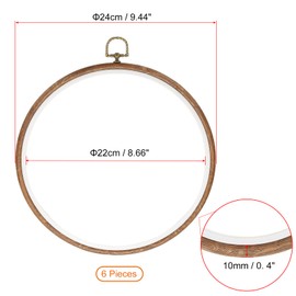 PATIKIL 8inch Embroidery Hoop, 6pcs Cross Stitch Hoop Rubber Imitated Wood Circle Frame Ring for Embroidery Art Craft Sewing Ornaments Hanging Decoration