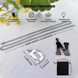 LMUWECNO Baseball Initial A-Z Letter Necklace for Men, Alphabet Jewelry Pendant, Stainless Steel letter necklace for Men Holiday Gifts Dad Husband for Him Mens Jewelry