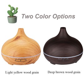 Wood Grain Aroma Diffuser 300ml Dark Brown, U-MATE, Essential Oils, Ultrasonic Cool Mist Humidifier, 7 Colors Light and 4 Timing Set Up, Auto Shut-Off Function, for Office Home Study Yoga Spa