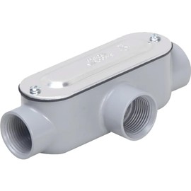 TayMac RLT100 Threaded T Type Conduit Body, Die Cast Aluminum, Stamped Steel Cover, 1-Inch,Gray