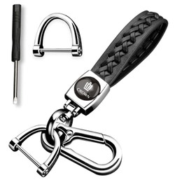 [InnoWave] Keychain, Compatible CROWN Crown Genuine Leather Car Key Chain, Car Logo Keychain, Keyring, Designed to Fit Car Prototype Black, Black