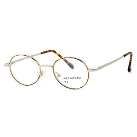 Calabria Metal Flex KIDS L Round Blue Light Blocking Reading Glasses +1.00 Demi Tortoise Havana Brown Gold Amber Girls 38mm