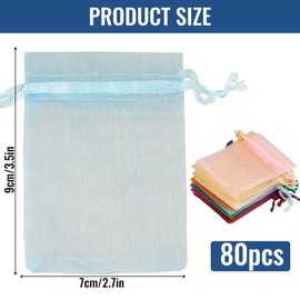 benlidoner 80Pcs Organza bags 10 Color Jewellery Bags Small Drawstring Pouch 7x9 cm Wedding Favour Bags Clear Mesh Bags Empty Lavender Bags Gift Pouches for Wedding Party Christmas Birthday
