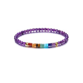 CrystalTears 7 Chakra Bracelet Women's Elastic Healing Crystals Bead Bracelet Reiki Talisman Spiritual Gifts, Gemstones, alloy