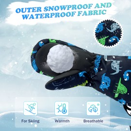 BAVST Baby Winter Waterproof Mittens for Infants Toddler Boys Girls Ski Snow Gloves Kids Teens 2-6T