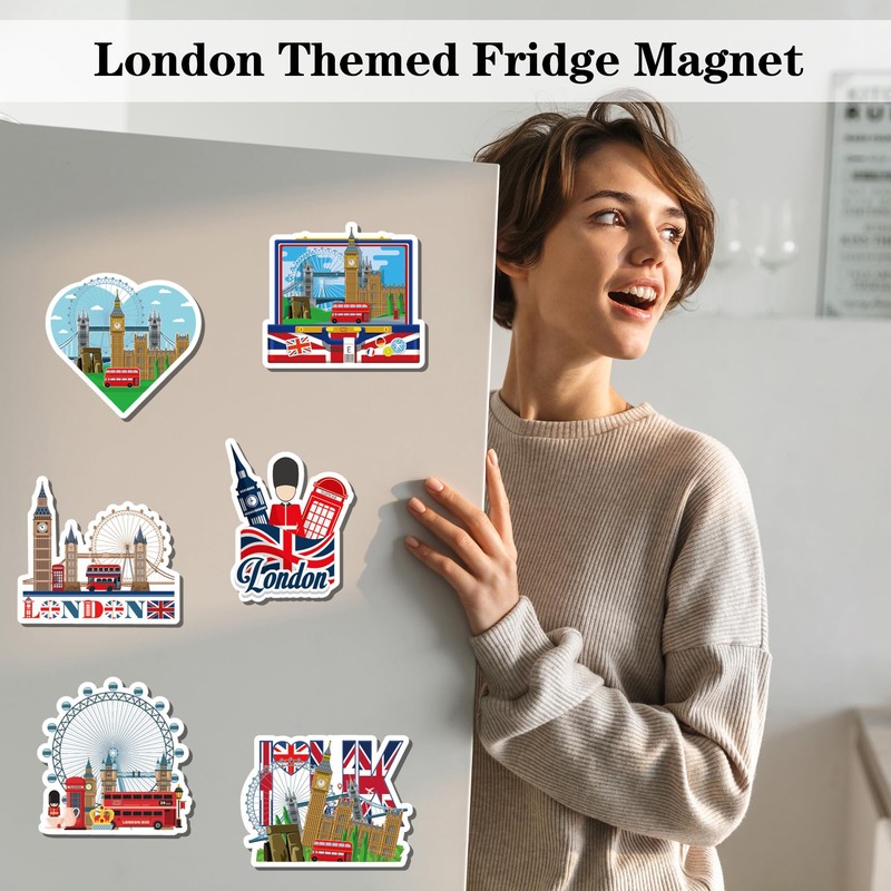 London Fridge Magnet Souvenir Gifts - 6pcs British Construction Design