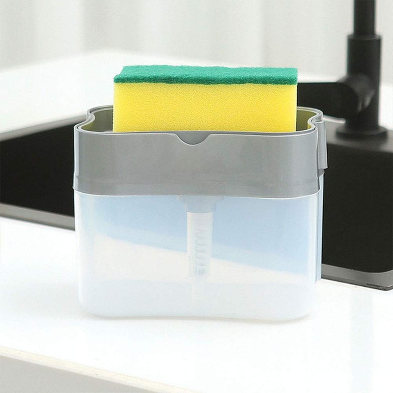 Liquid Soap Dispenser Set 2-in-1 Foaming Chrome Plastic Hand Pump